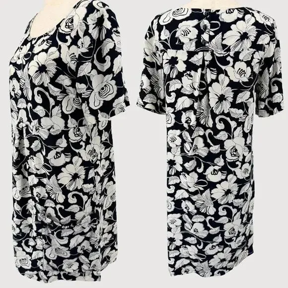 Anthropologie Maeve Zola Floral Shift Dress Black Ivory 2 - Picture 3 of 9